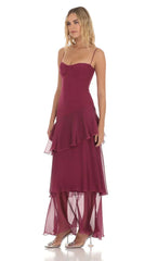 Long Ruffle Maxi Dress in Yellow