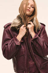 Eveline Leather Bomber Jacket